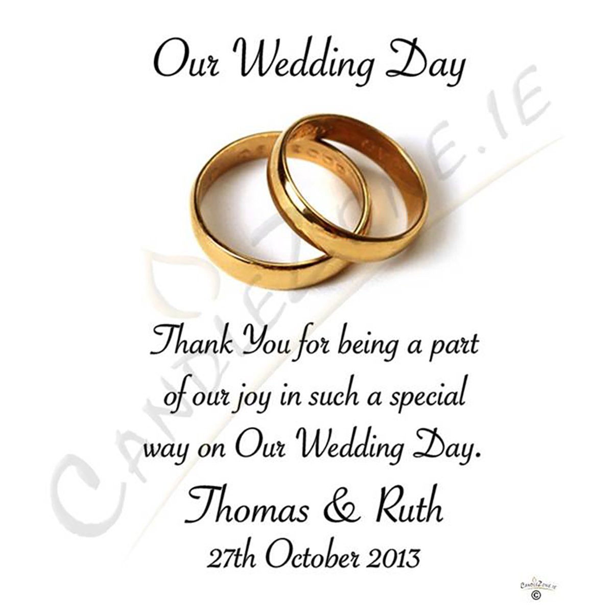 Customised Wedding Candles - Gold Elegant Rings on White Candles