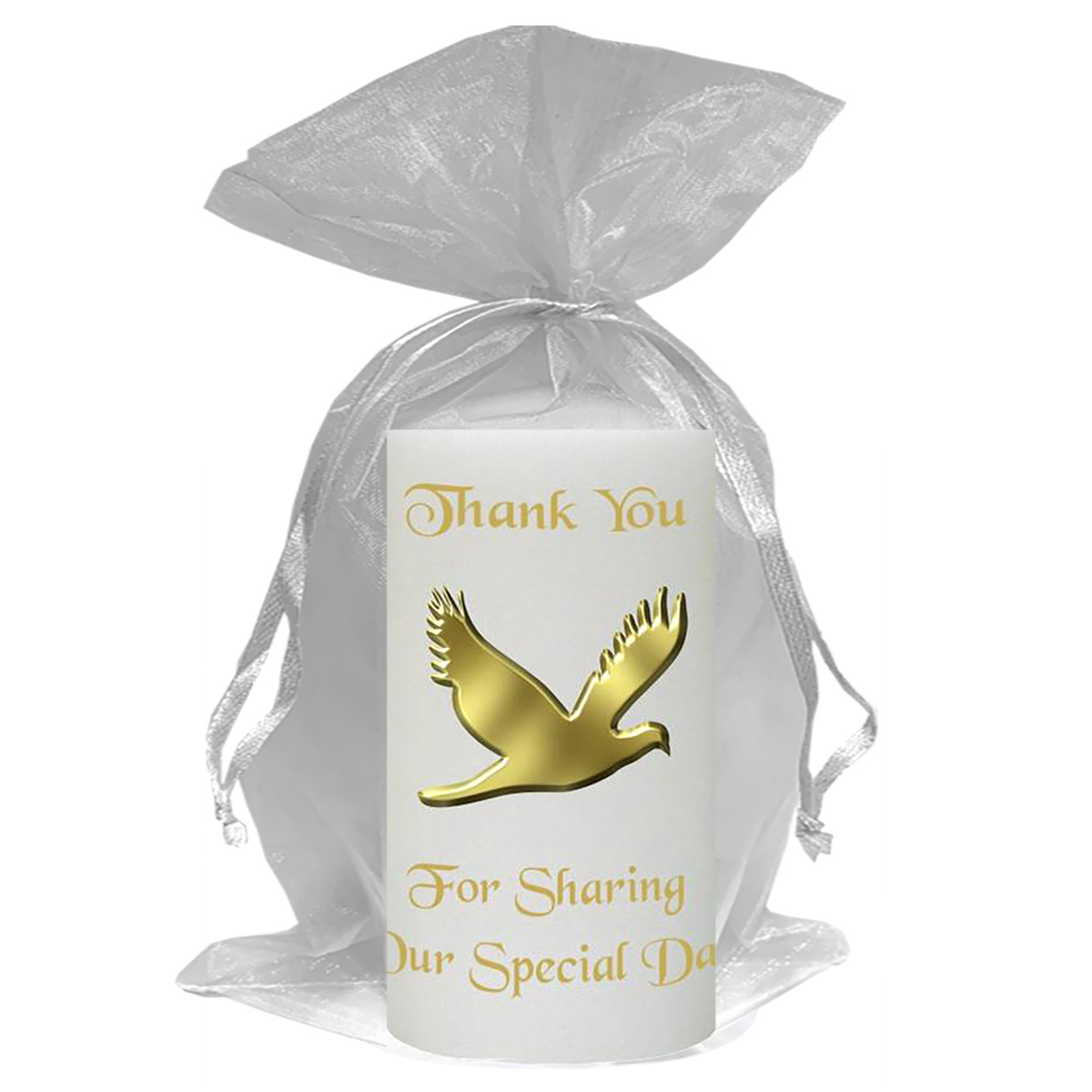 Customised Wedding Candles - Love & Dove Gold