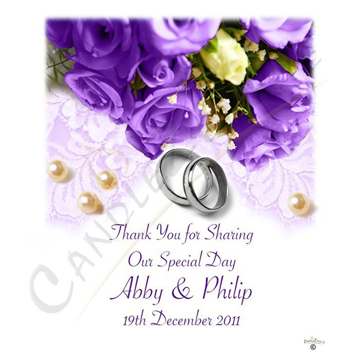Customised Wedding Candles - Pearl