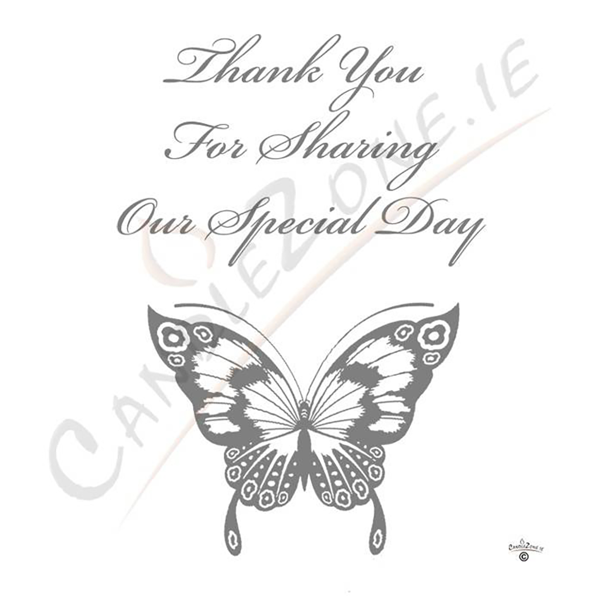 Customised Wedding Candles - Butterfly Magestic Silver