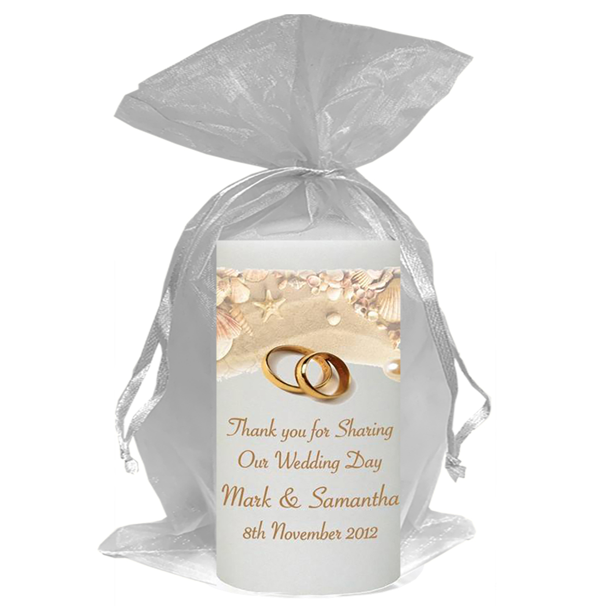 Customised Wedding Candles - Beach & Rings