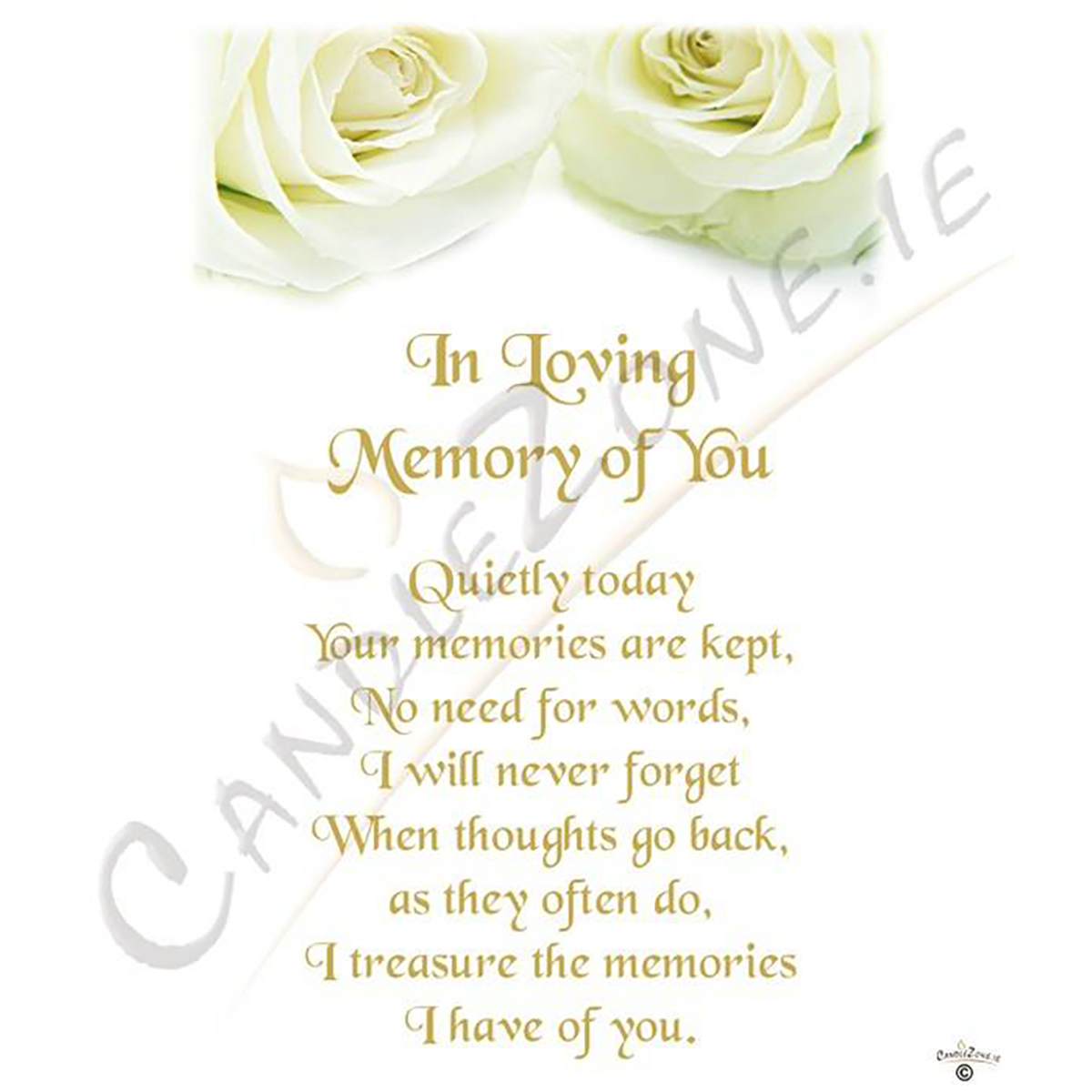 Customised Wedding Remembrance Candle - White Roses