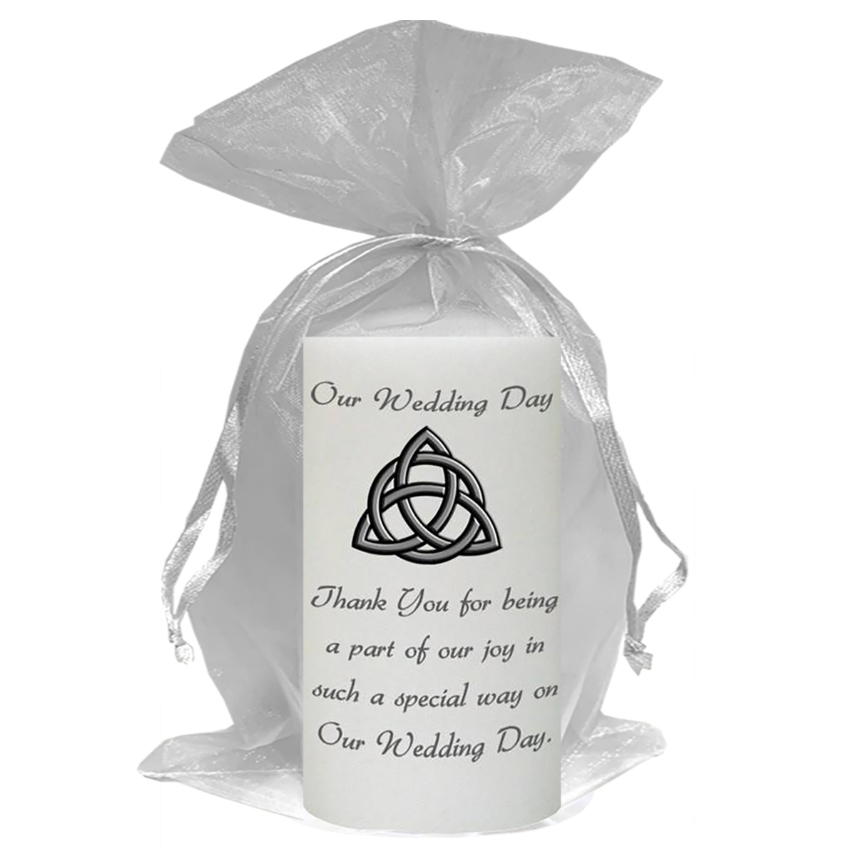 Customised Wedding Candles - Trinity Knot Silver