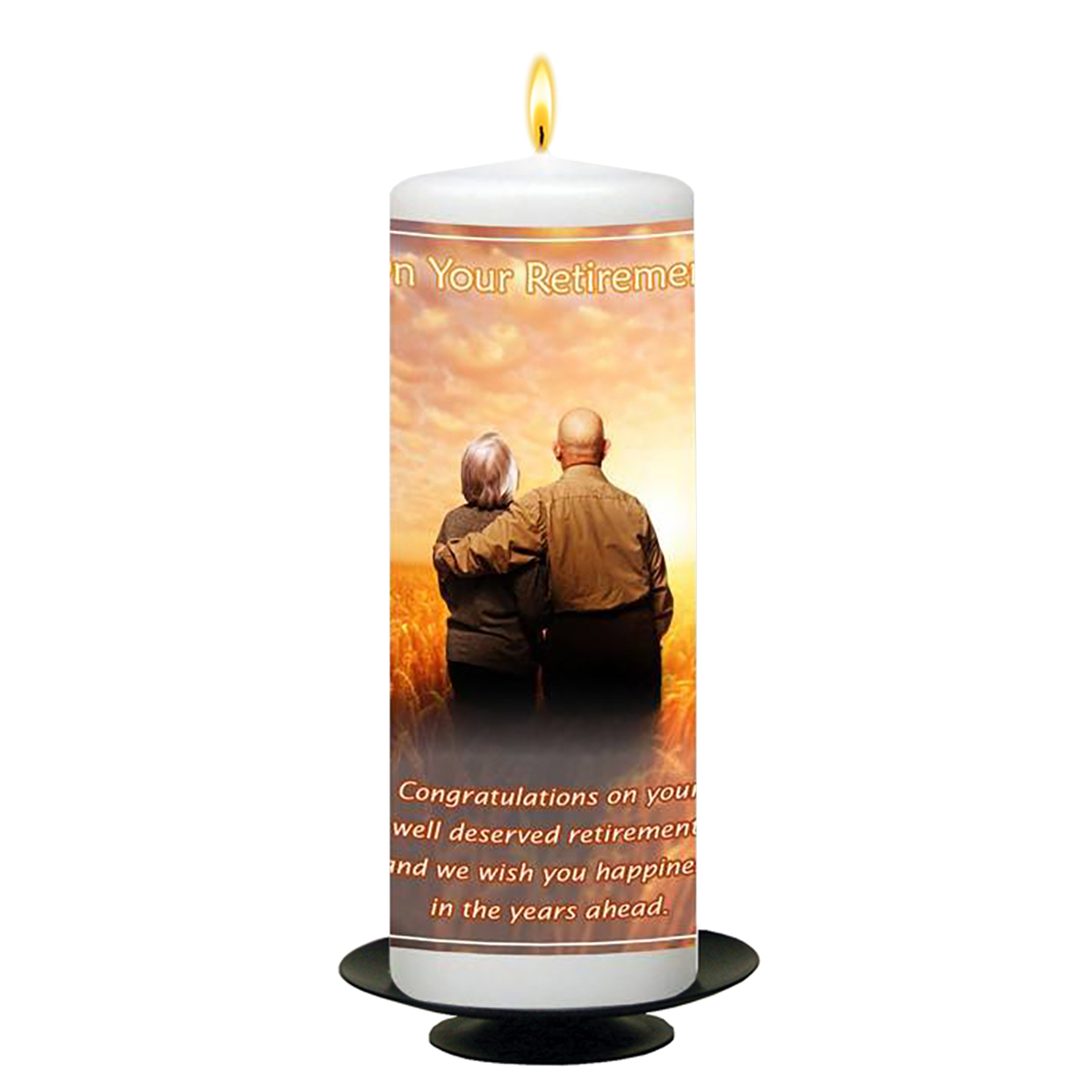 Personalsied Retirement Candle Gift - Sunset Couple