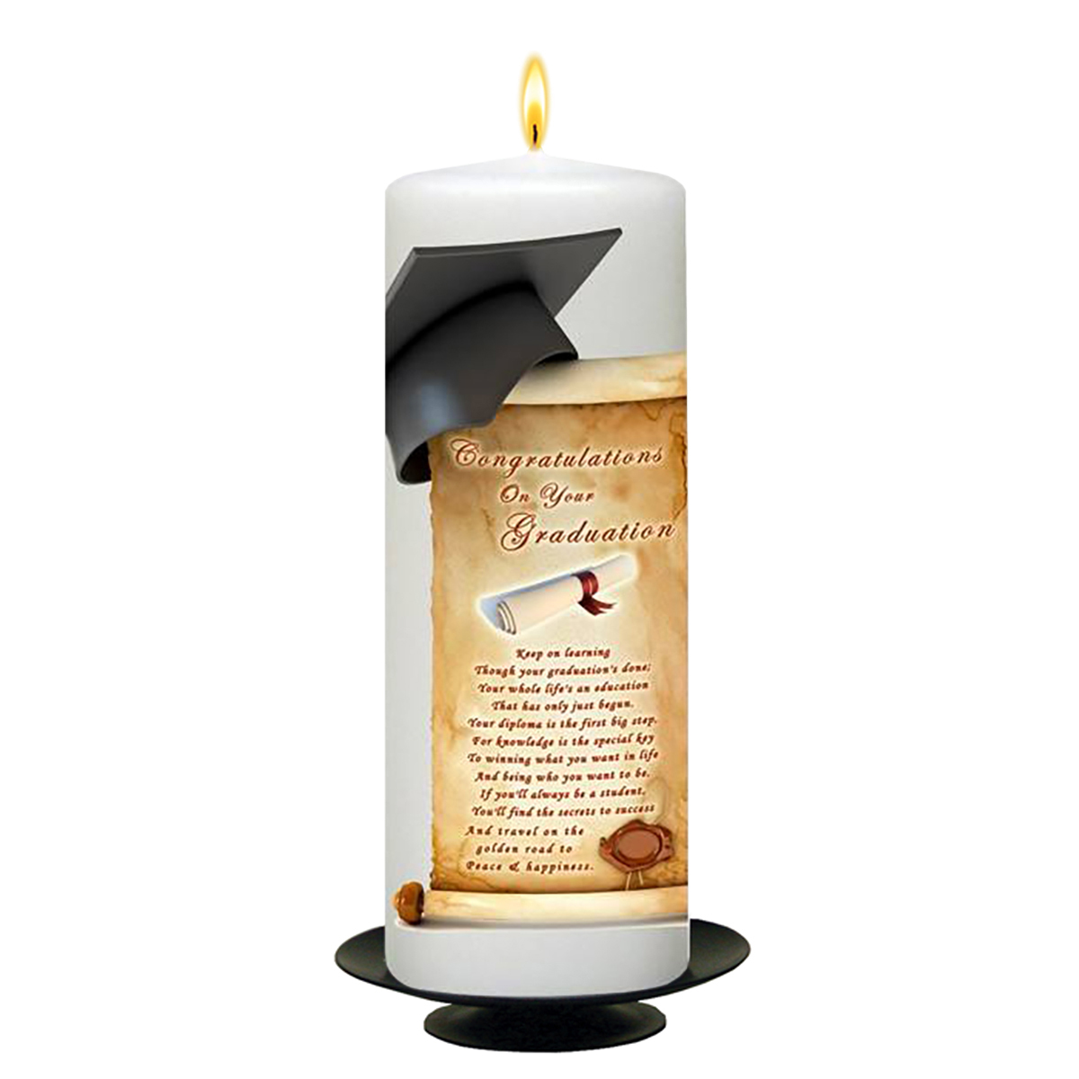 Customised Graduation Candle Gift - Cap On Scroll