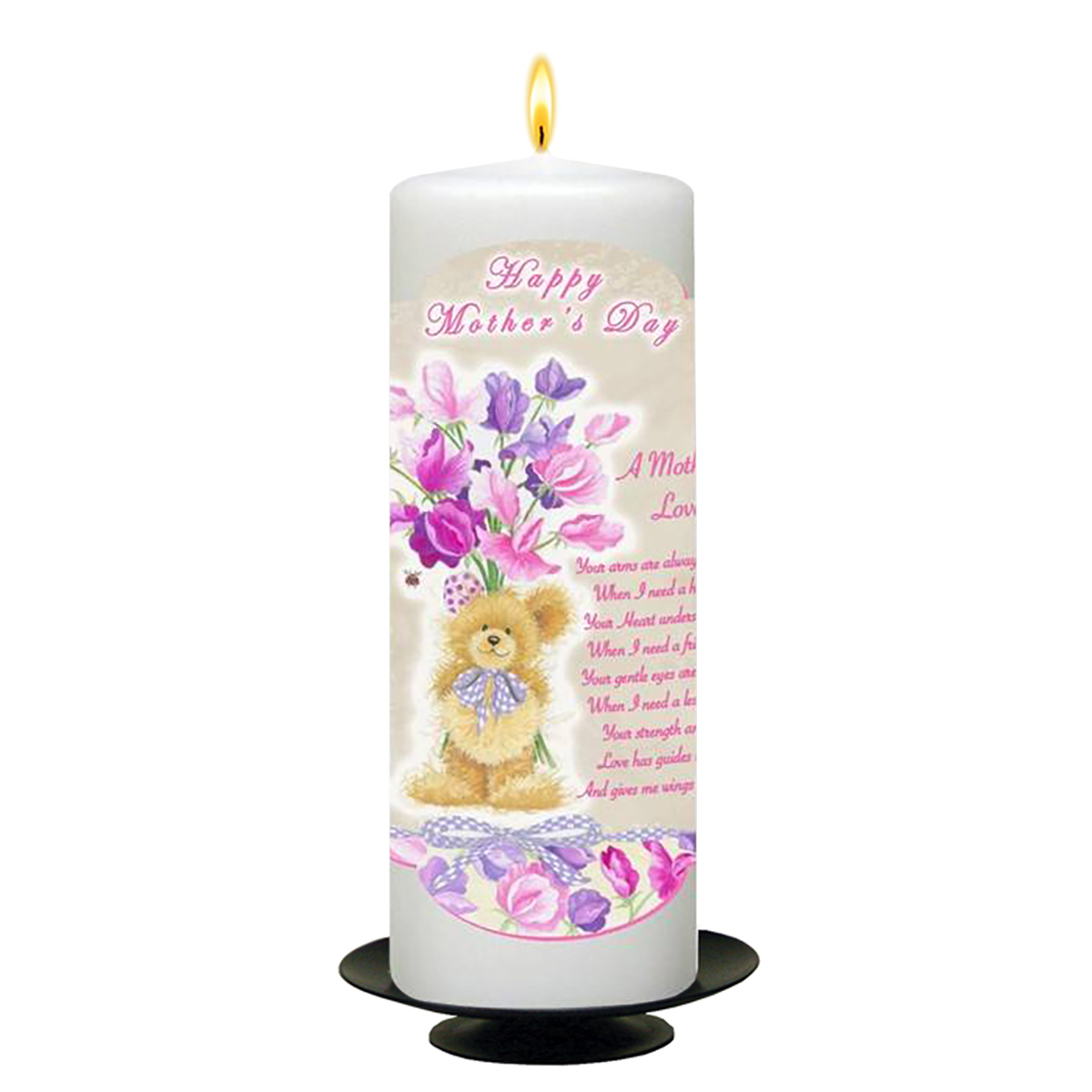 Customised Mothers Day Candle Gift - Purple Bouquet