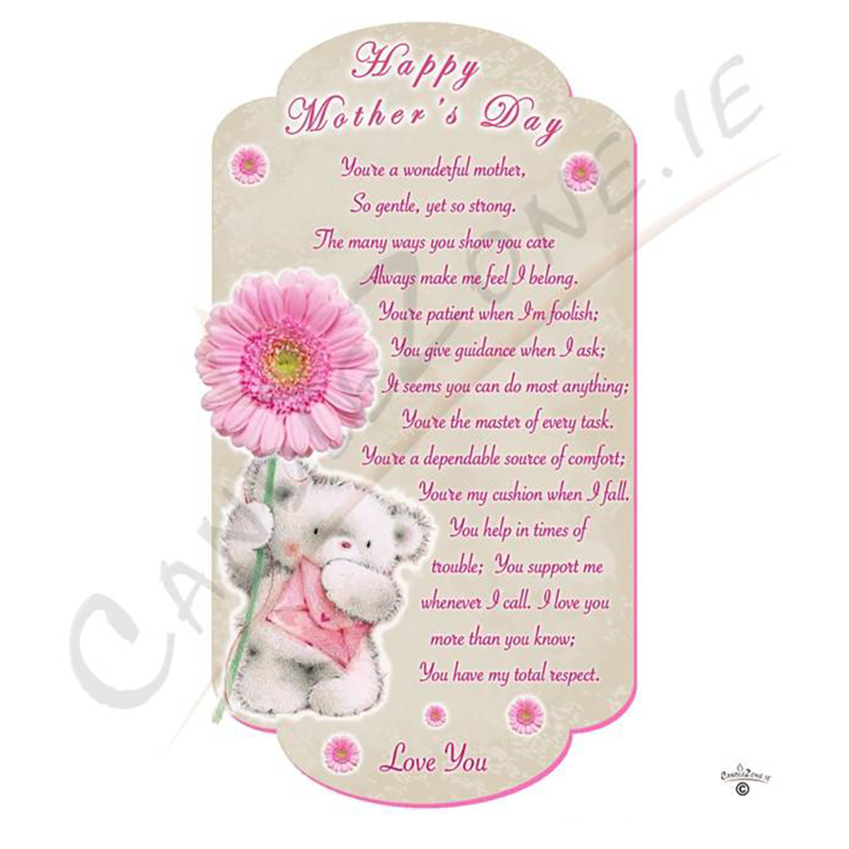 Customised Mothers Day Candle Gift - Teddy & Pink