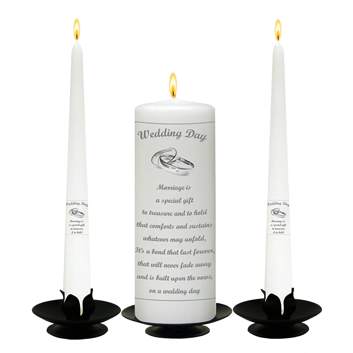 Customised Wedding Candles - Marriage Is A Gift Silver