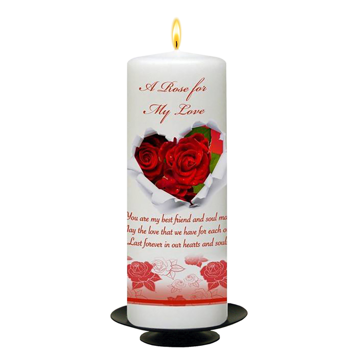 Customised Valentines Candle Gift - Roses Heart