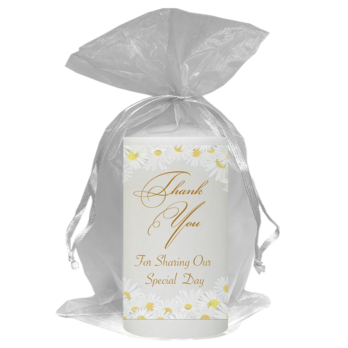 Customised Thank you Wedding Favour - Dasies Gold