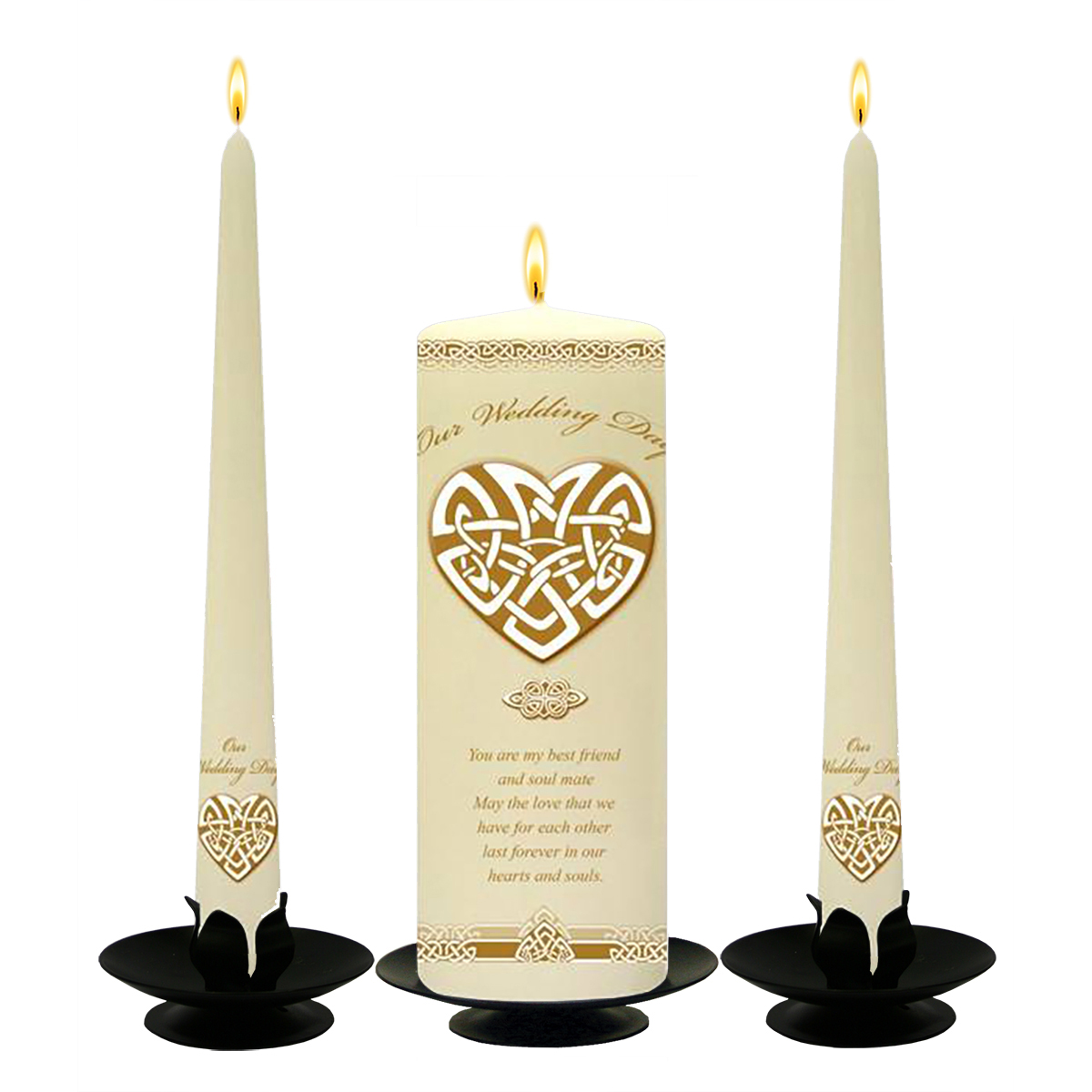 Customised Wedding Candles - Infinity Heart Gold