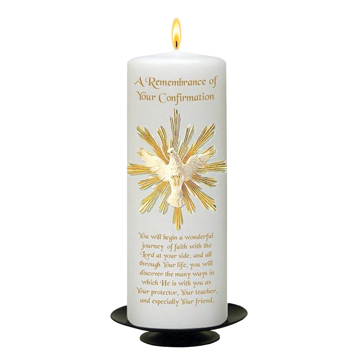 Customised Confirmation Candle - Gold Open Dove