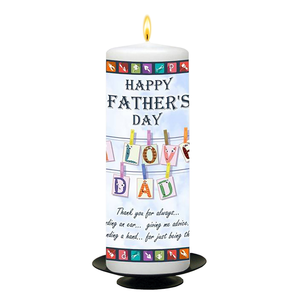 Customised Fathers Day Gift Candle - Love Dad Clothes Line