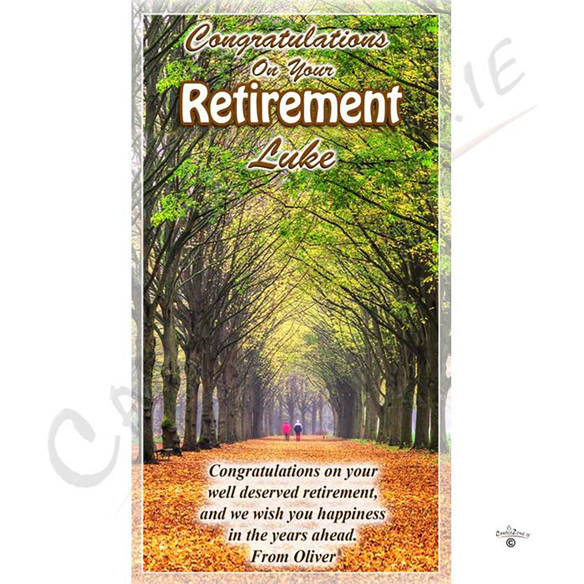 Personalsied Retirement Candle Gift - Forest Walk