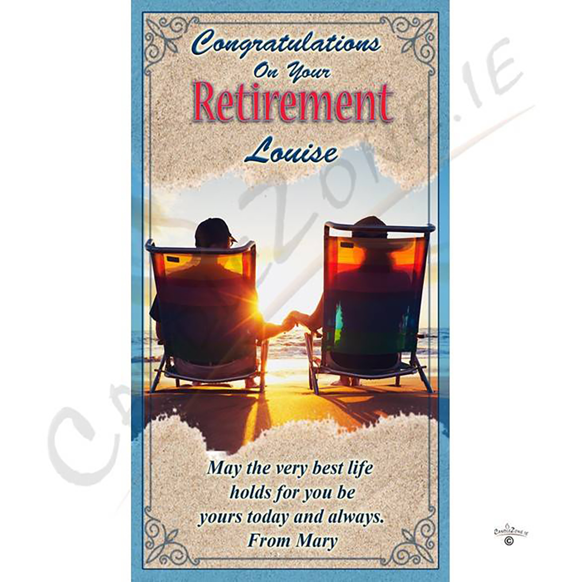 Personalsied Retirement Candle Gift - Beach Sunset