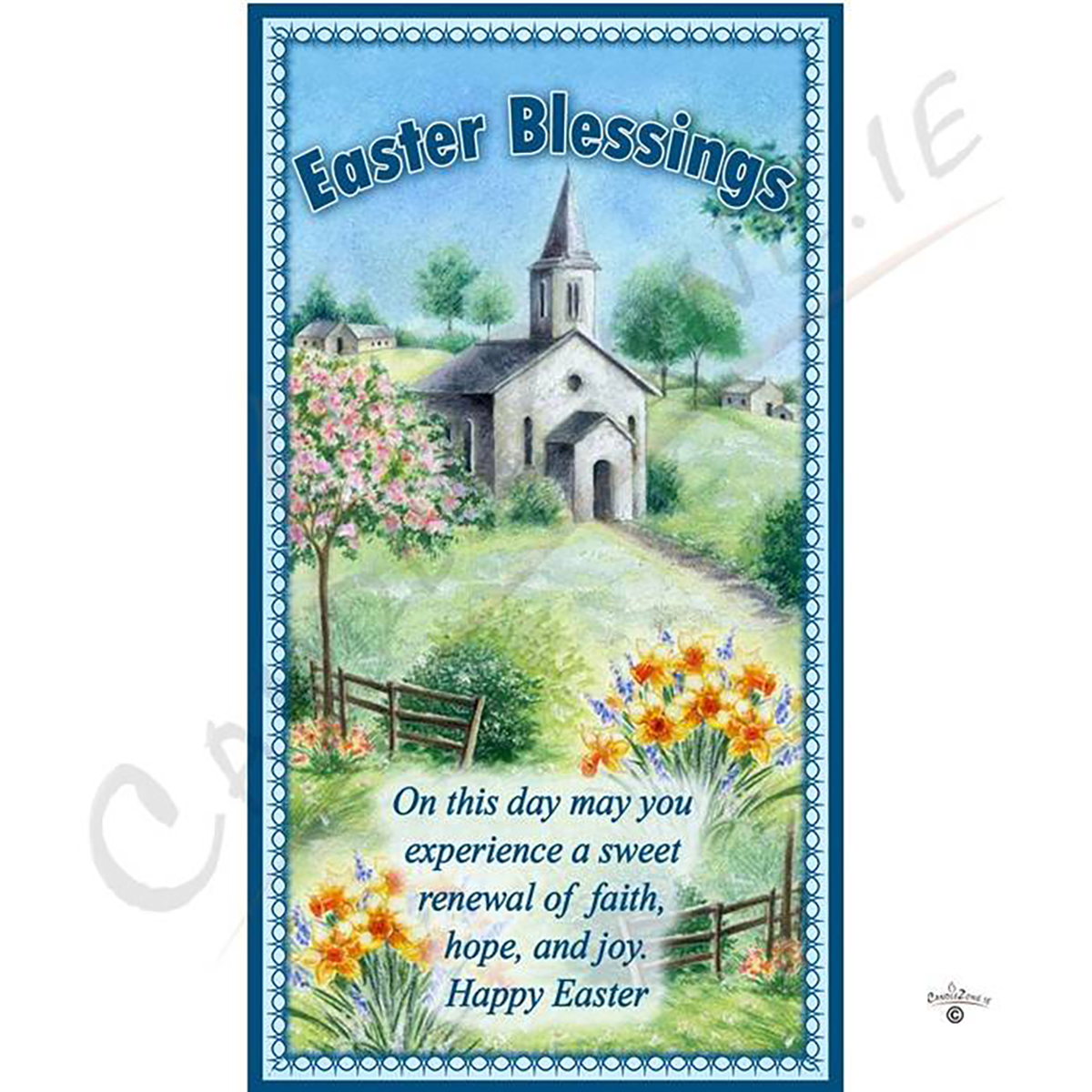 Personalatised Easter Gift Candle - Church in Meadow