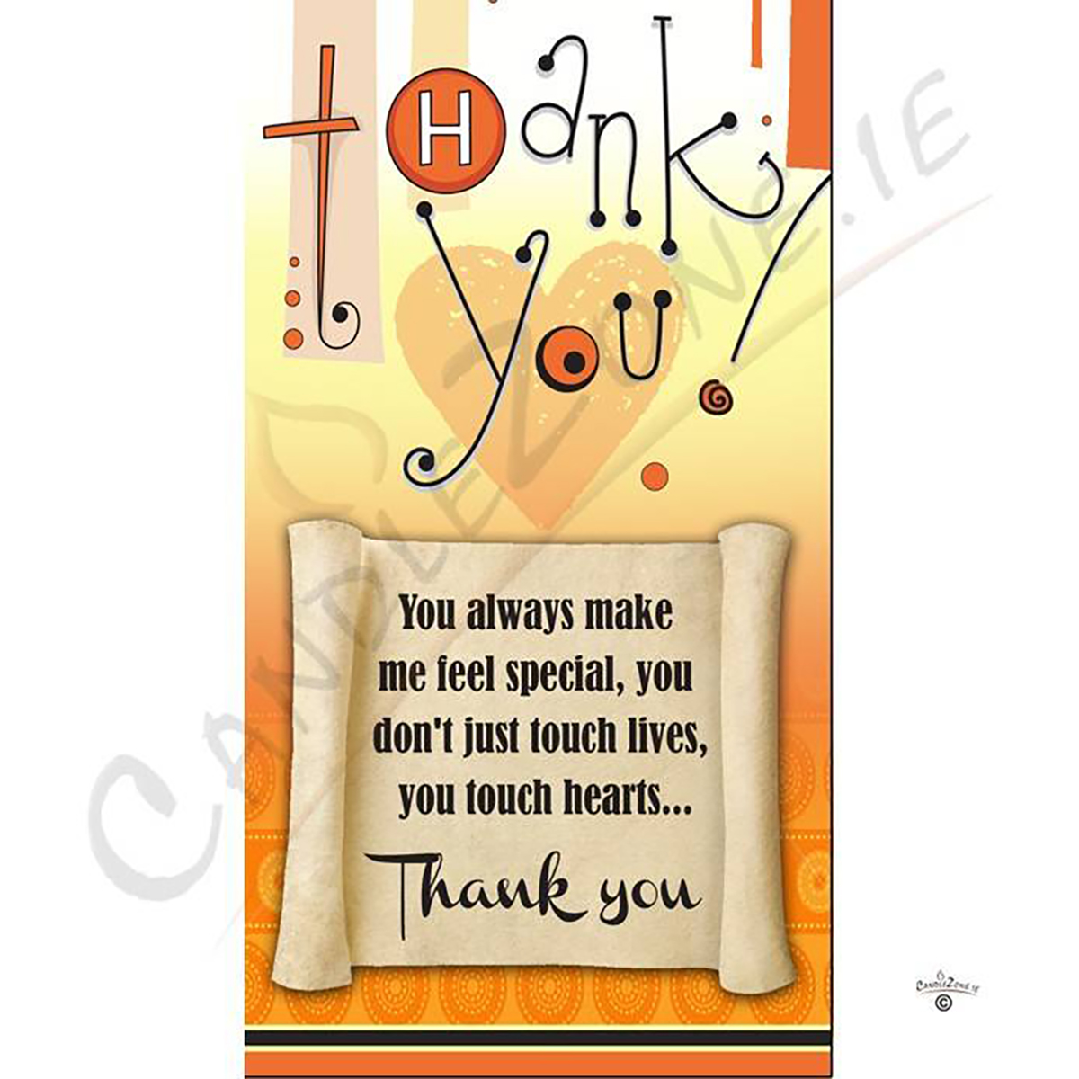 Customised Thank you Candle Gift - Scroll & Orange Heart