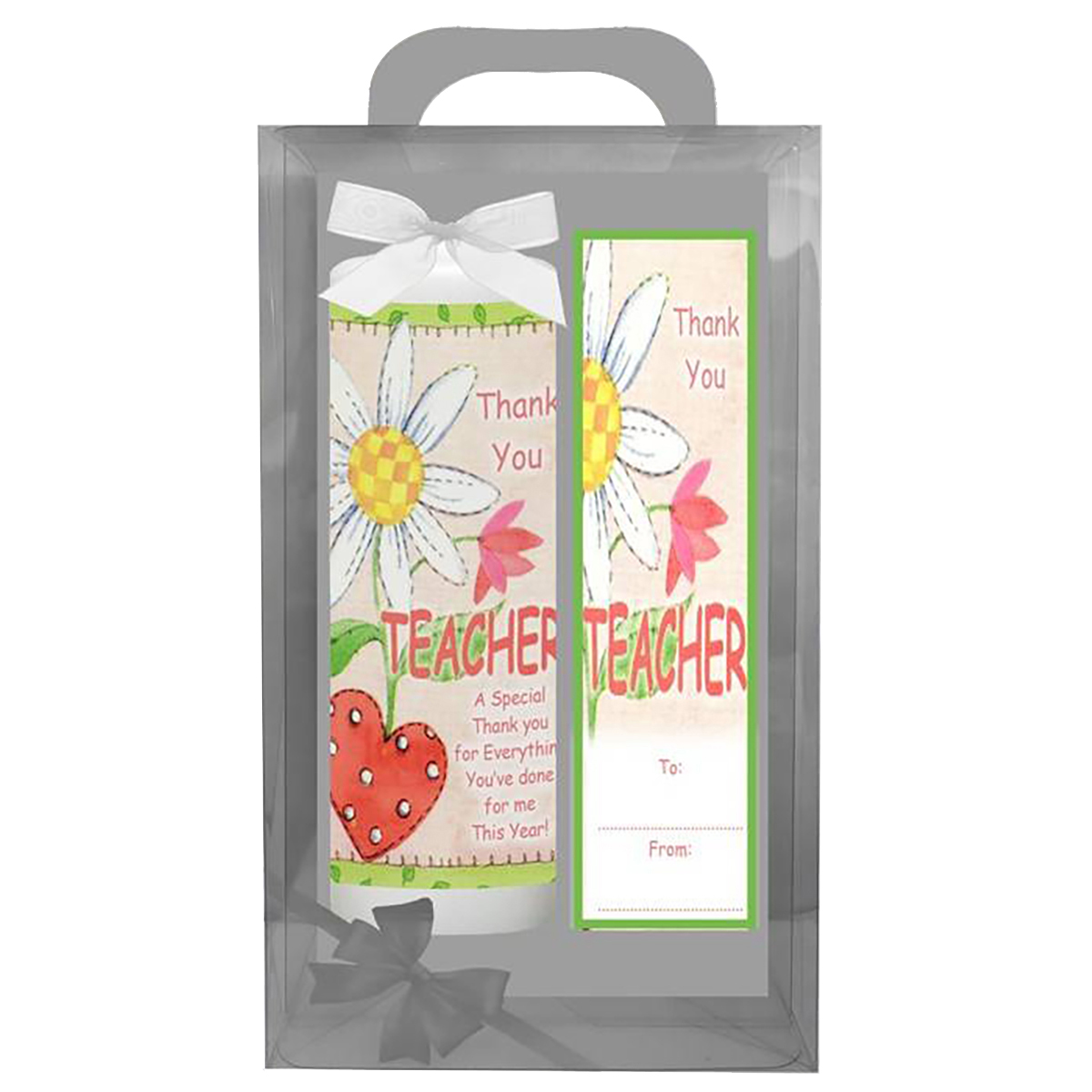 Customised Thank You Teacher Candle Gift - Sunflower & Heart