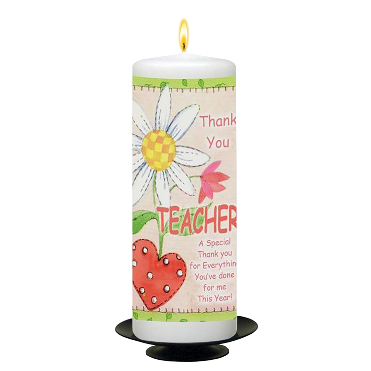 Customised Thank You Teacher Candle Gift - Sunflower & Heart