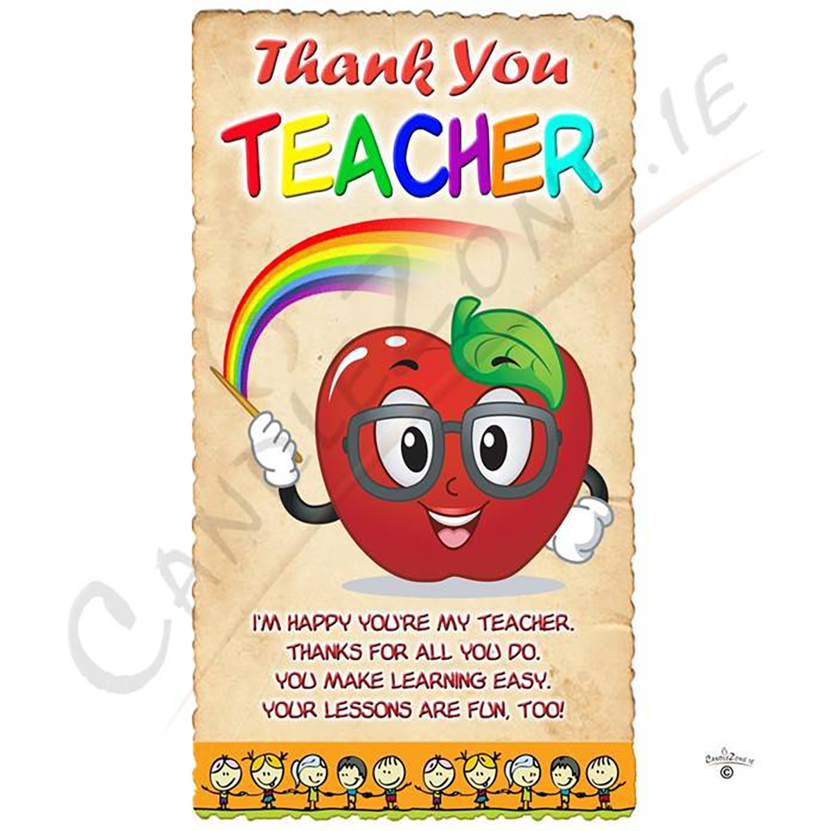 Customised Thank You Teacher Candle Gift - Apple & Glasses