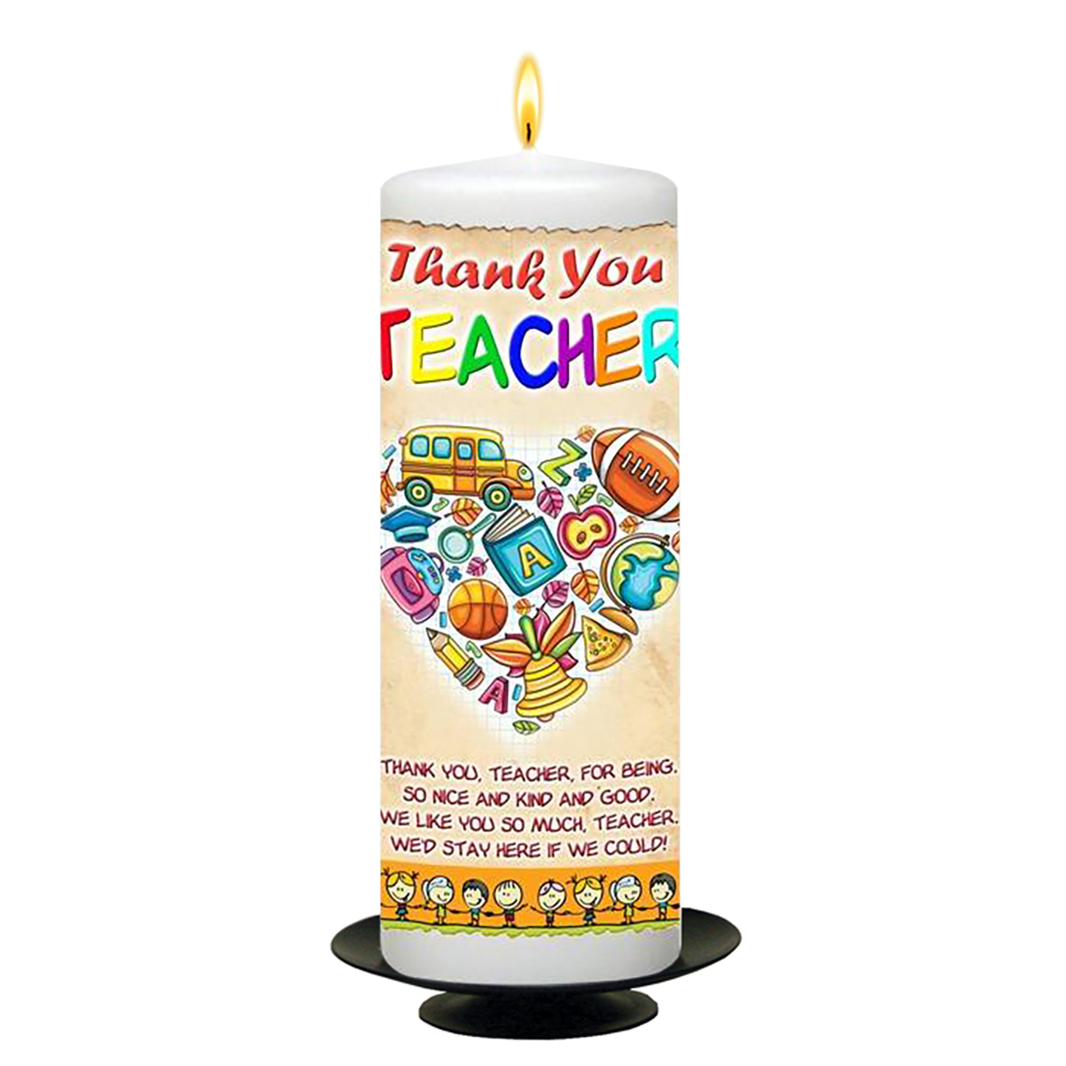 Customised Thank You Teacher Candle Gift - Heart of School