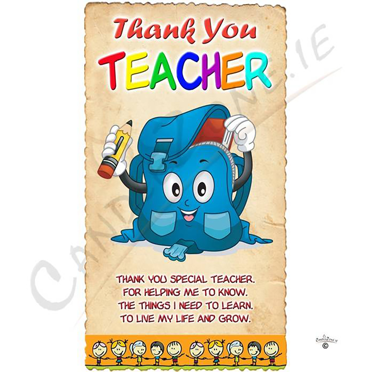 Customised Thank You Teacher Candle Gift - Blue Backpack