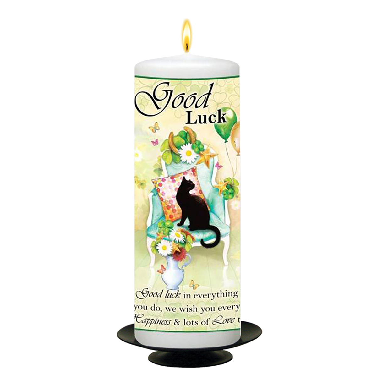 Customised Exam Good Luck Candle Gift - Clovers & Black Cats