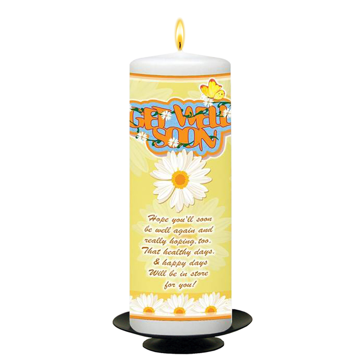 Customised Get Well Soon Candle Gift - Flower & Butterfly