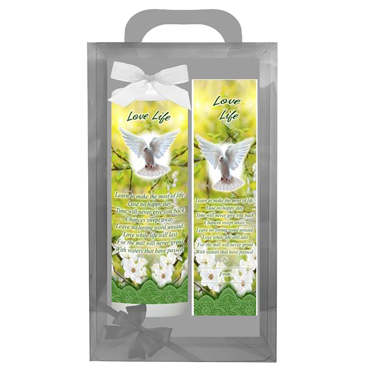 Personalsied Inspirational Candle Gift - Dove Love Life