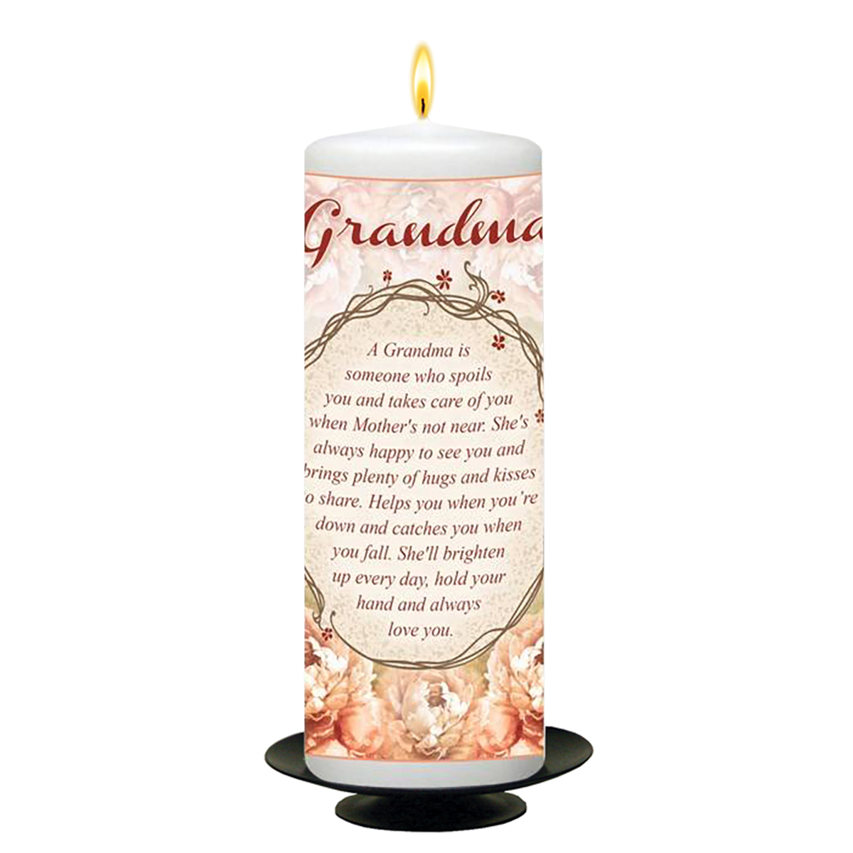 Customised Family Candle Gift - Grandma & Peach Roses