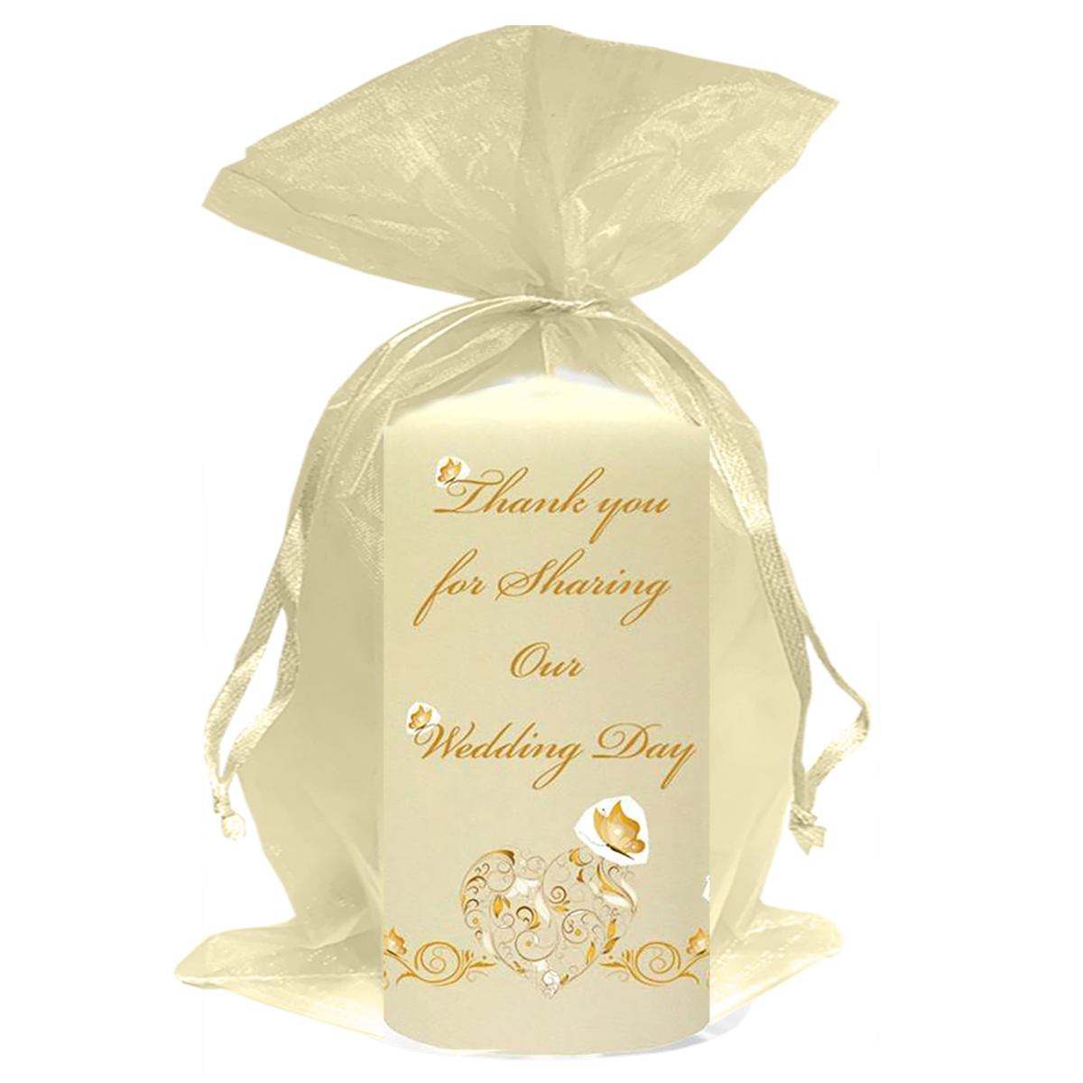 Customised Thank you Wedding Favour - Hearts & Butterflies Gold