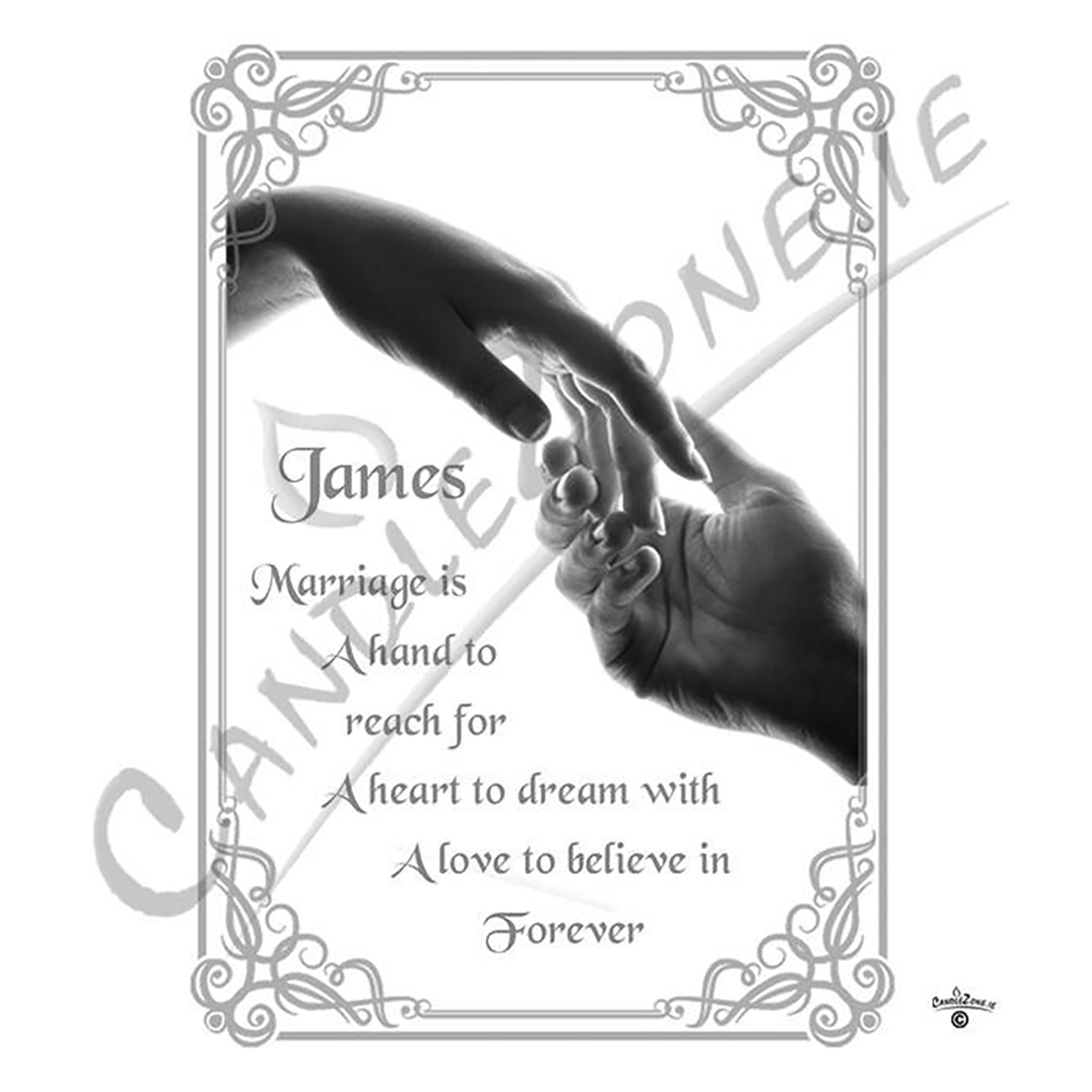 Customised Wedding Candles - Hand to Hand Silver Set (1 x 9 inch & 2 x 6 inch Candles)