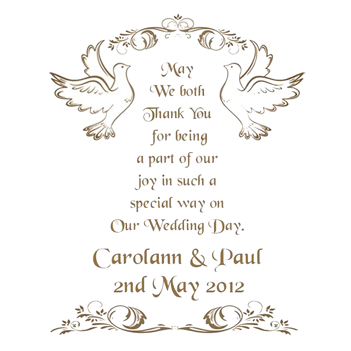 Customised Thank you Wedding Favour - Wedding Wish Gold