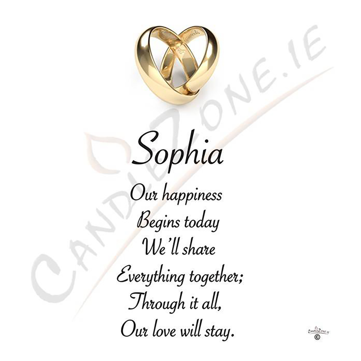 Customised Wedding Candles - Entwined Gold Rings Set (1 x 9 inch & 2 x 6 inch Candles)