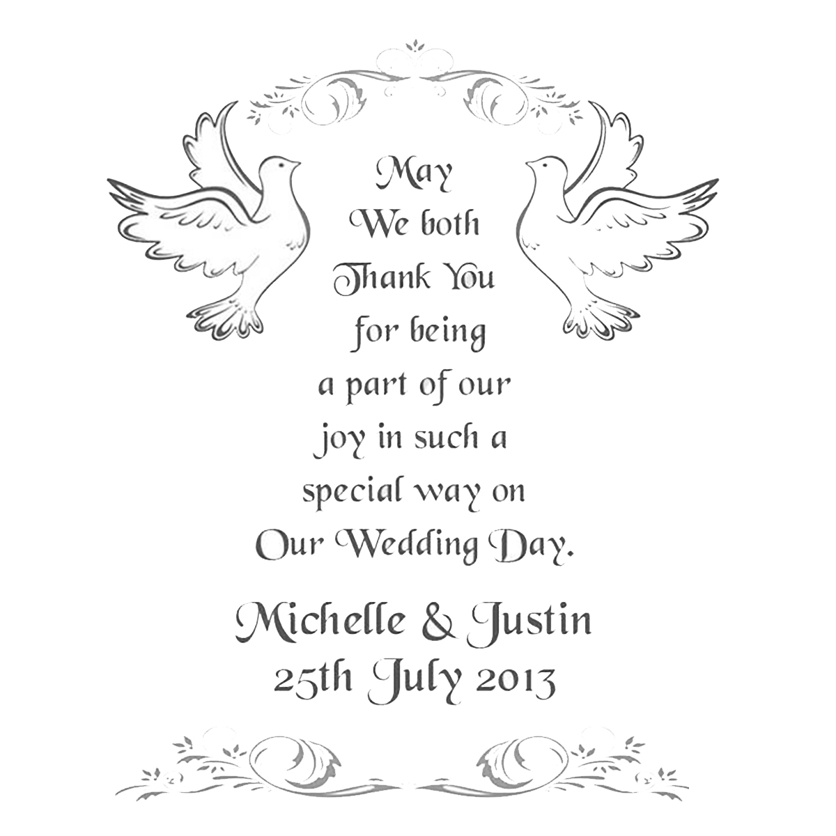Customised Thank you Wedding Favour - Wedding Wish Sliver