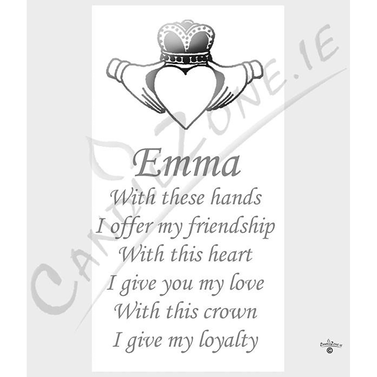 Customised Wedding Candles - Claddagh heart Silver Set (1 x 9 inch & 2 x 6 inch Candles)
