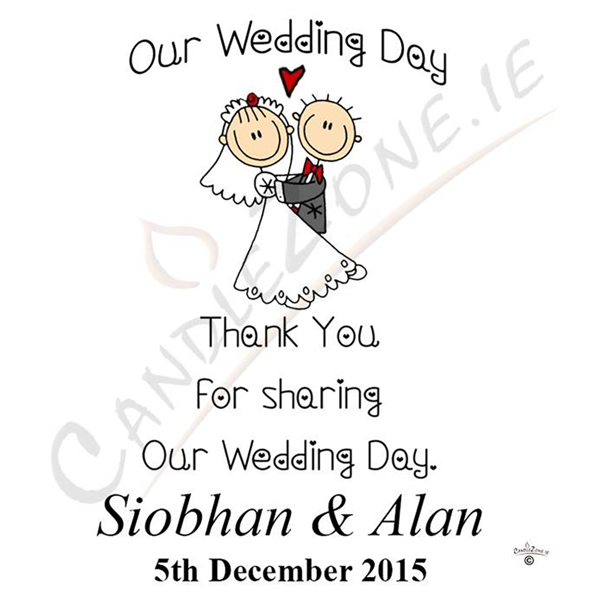 Customised Thank you Wedding Favour - Cartoon Love Silver