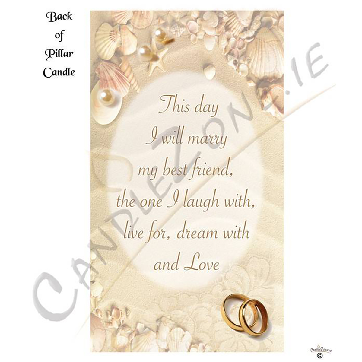 Customised Wedding Candles - Beach & Rings