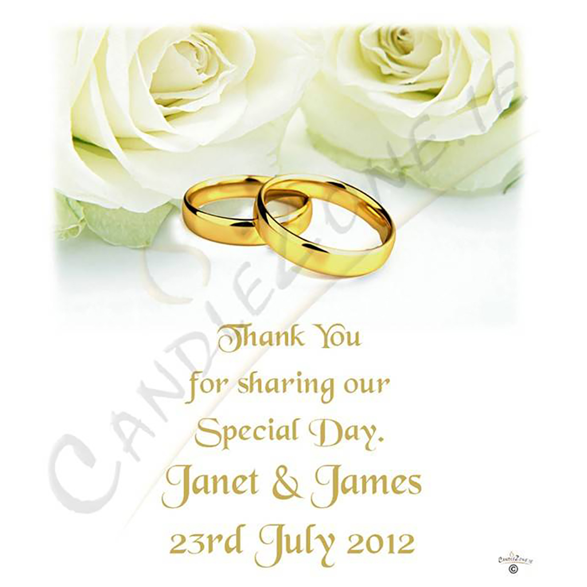 Customised Thank you Wedding Favour - Rose & Gold Rings
