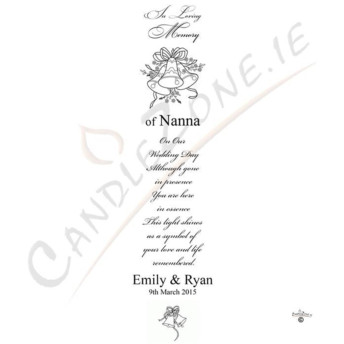 Customised Wedding Remembrance Candle - Wedding Bells Silver
