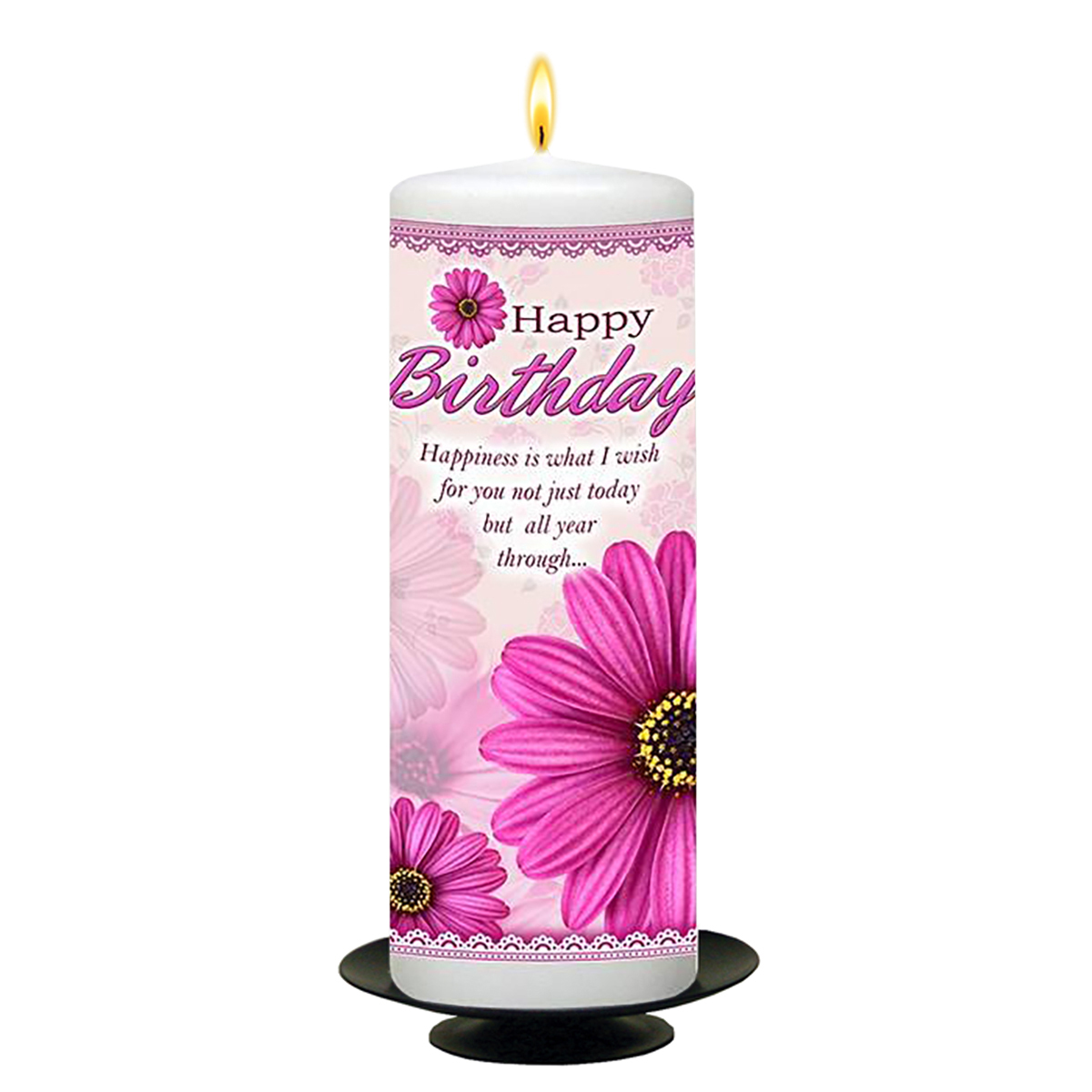 Customised Birthday Candle - Cerise Gerbera