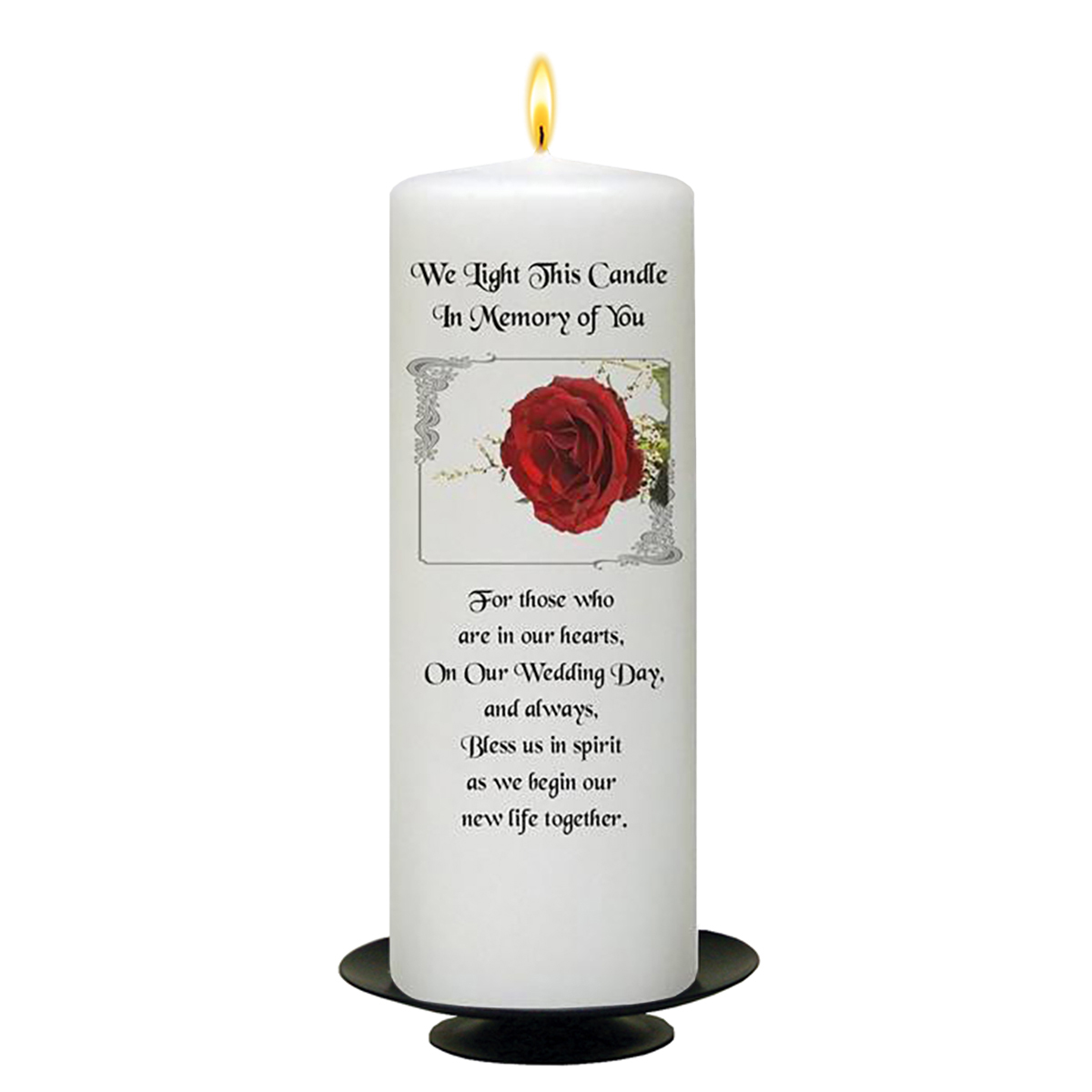 Customised Wedding Remembrance Candle - Red Rose Silver