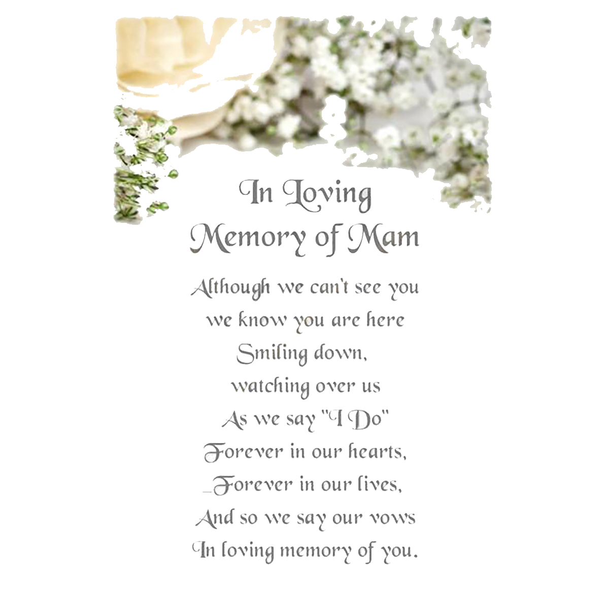 Customised Wedding Remembrance Candle - White Flowers Silver