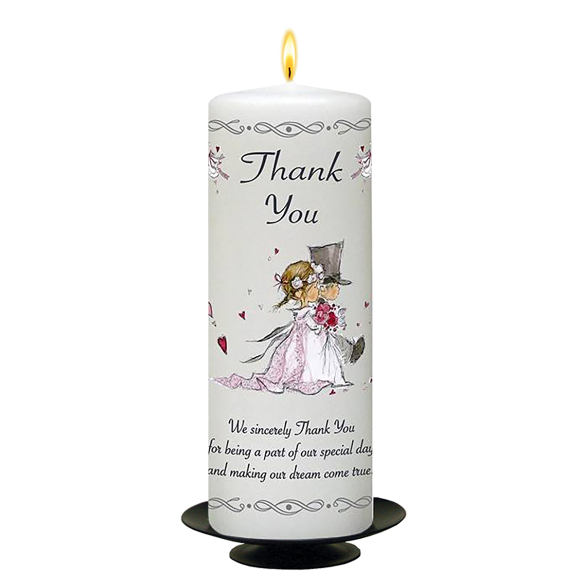 Customised Wedding Thank you Candle Gift - Down the Aisle - Silver