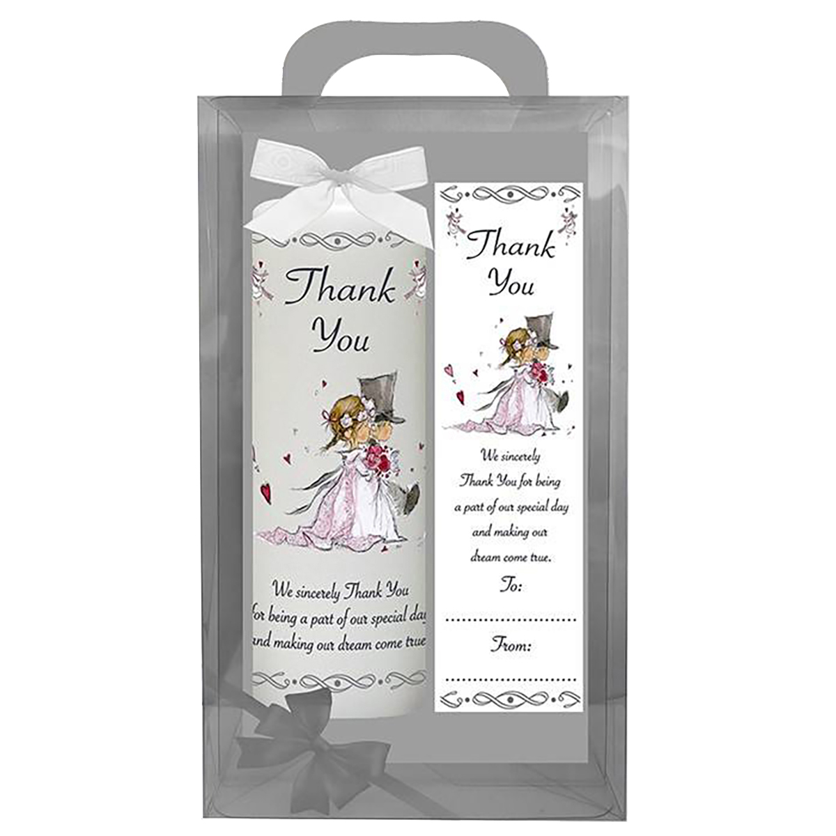 Customised Wedding Thank you Candle Gift - Down the Aisle - Silver
