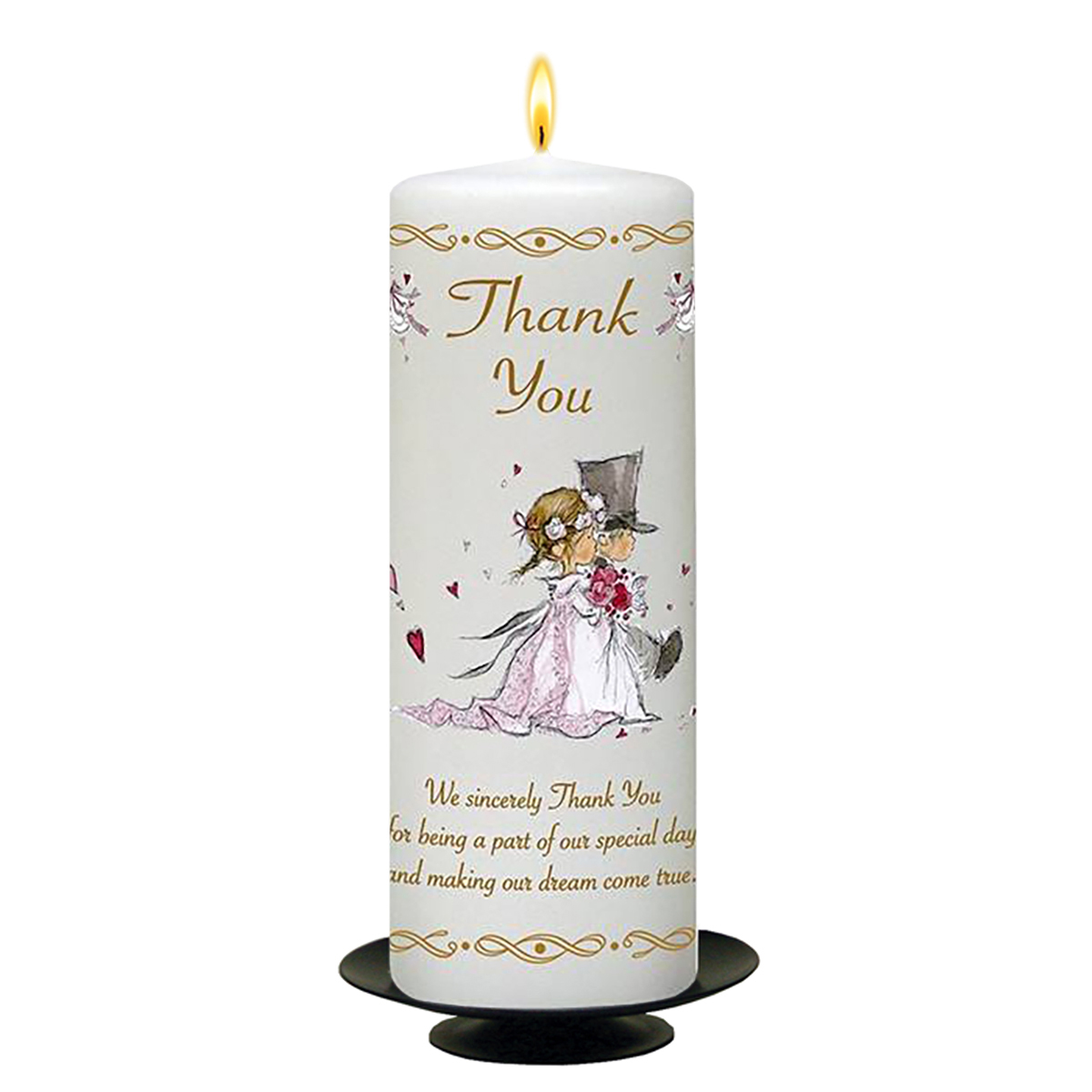 Customised Wedding Thank you Candle Gift - Down the Aisle - Gold