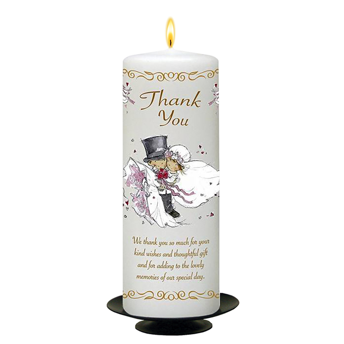 Customised Wedding Thank you Candle Gift - Over the Threshold Gold