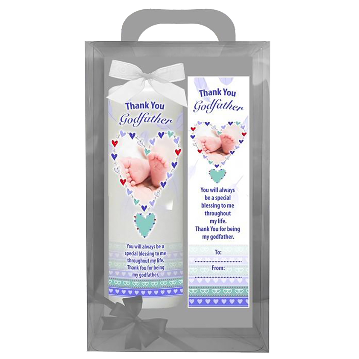 Customised Godfather Mug Gift - Feathered Heart Blue