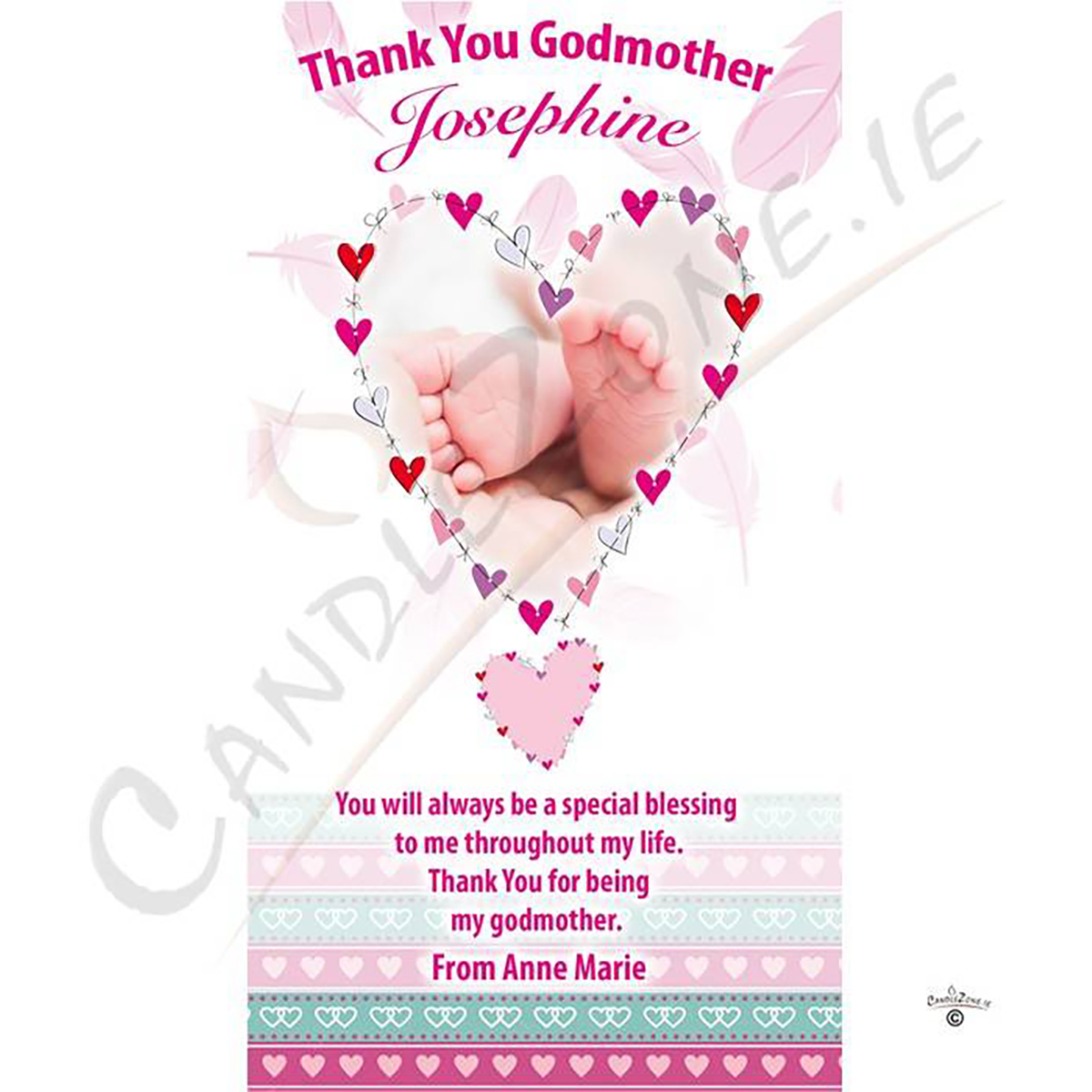 Customised Godmother Mug Gift - Feathered Heart Blue
