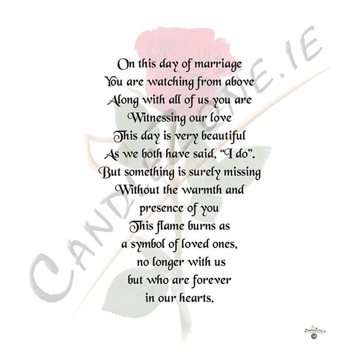 Customised Wedding Remembrance Candle - Wedding Single Rose